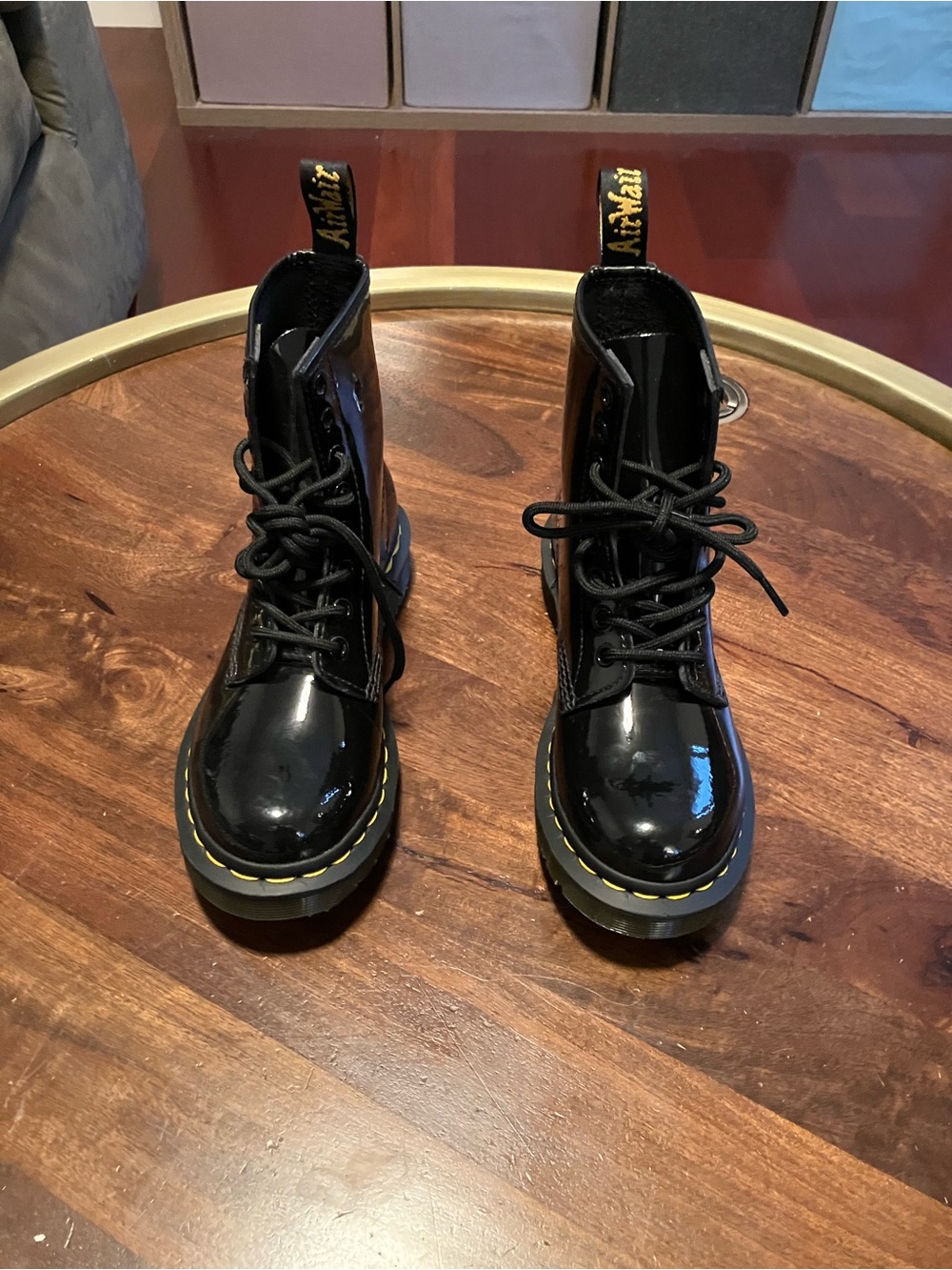 Dr Martens 11821 Black Patent Leather Lace Up Boots Women’s/ Girls Size 5 NWOB